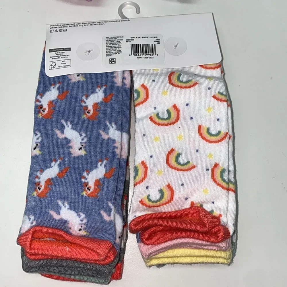🔥20 Wonder Nation Girls No Show Socks, 20-Pack, Sizes large KIDS